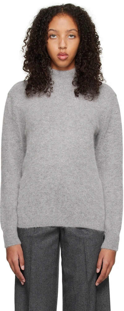 Oct31 Gray Mock Neck Sweater In Grey
