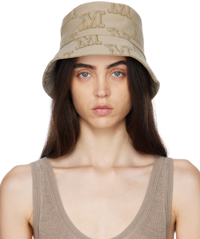 Max Mara Brenta Jacquard Cotton Bucket Hat In Beige