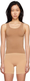 Skims Smoothing Scoop-neck Stretch-woven Tank Top In Sienna