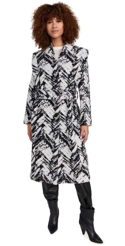 Iro Inaya Textured Button-front Trench Coat In Black/white