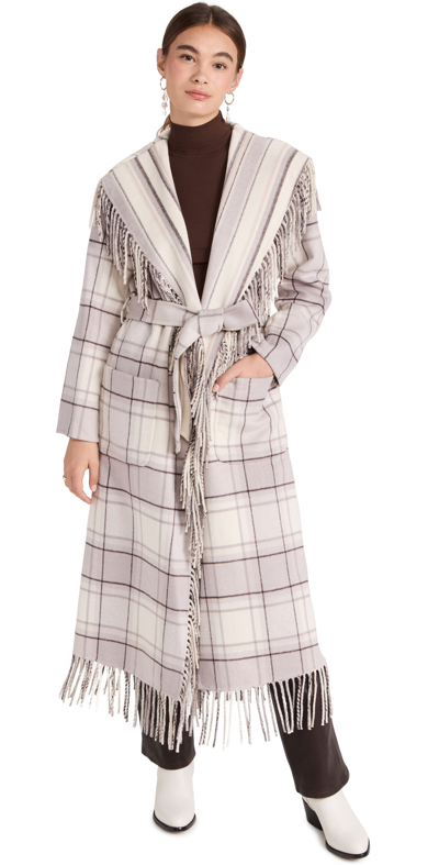 Jonathan Simkhai Carrie Fringe Wool-blend Robe Coat In Multi