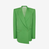 Alexander Mcqueen Drop-hem Double-breasted Boxy Blazer Jacket In Acid Green
