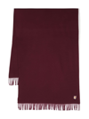 Maison Kitsuné Small Fox Head Wool Scarf In Bordeaux