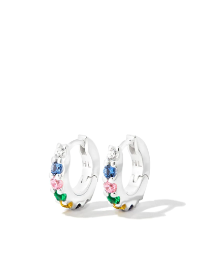 Hatton Labs Silver Multi-stone Hoop Earrings