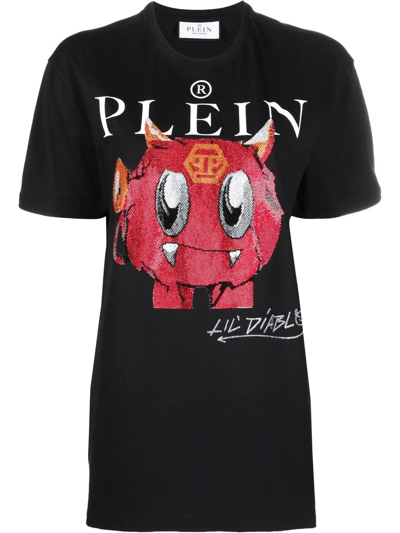 Philipp Plein Monsters Crystal-embellished T-shirt In Black