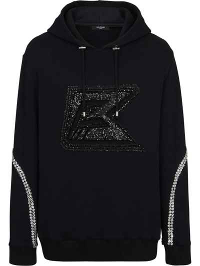 Balmain Embellished Pullover Sweatshirt In Black