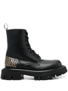 MOSCHINO 45MM LOGO-PRINT ANKLE BOOTS