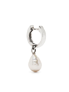 Emanuele Bicocchi Pyramid Stud Pearl Hoop Earring In Silver