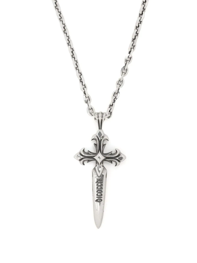 Emanuele Bicocchi Dagger-cross Pendant Necklace In Silver