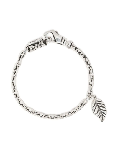 Emanuele Bicocchi Leaf-detail Chain-link Bracelet In Silver