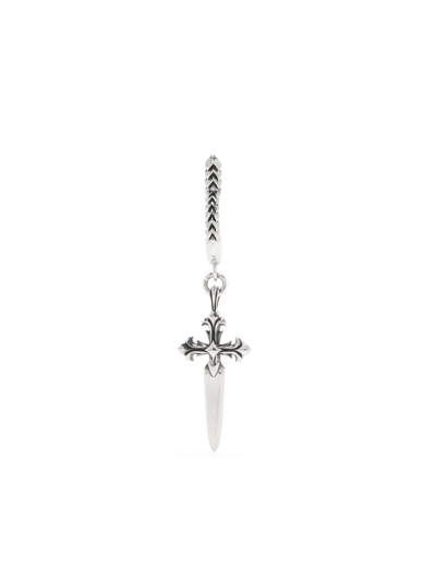 Emanuele Bicocchi Cross Pendant Hoop Earring In Metallic