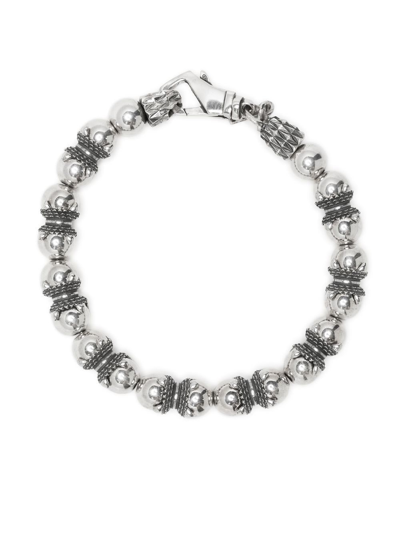 Emanuele Bicocchi Beaded Sterling Silver Bracelet In Metallic