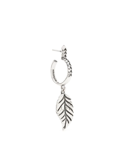 Emanuele Bicocchi Leaf Single Hoop Earring In Silver