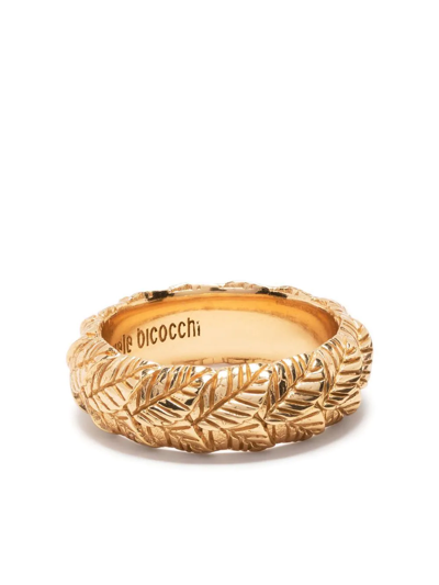 Emanuele Bicocchi Leaves Engraved Ring In Gold