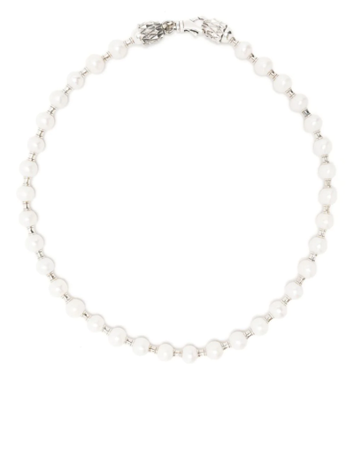 Emanuele Bicocchi Bead-embellished Pearl Necklace In Silver