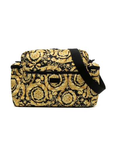 Versace Kids' Barocco-print Changing Bag In Black