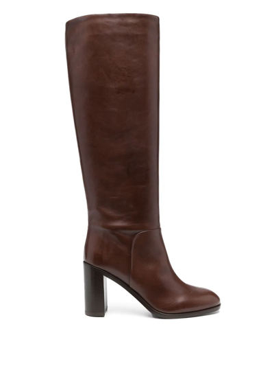 Sartore Knee-high Leather Boots In Marrone