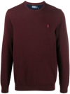 Polo Ralph Lauren Bordeaux Crewneck Sweater With Pony Logo Embroidered On The Front In Red