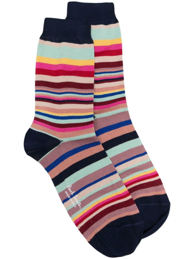 Paul Smith Stripe-print Ankle Socks In Multicolor