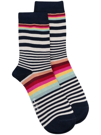 Paul Smith Stripe-print Ankle Socks In Blue