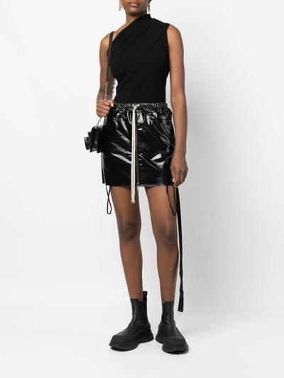 Rick Owens Drkshdw Zip-up Drawstring Mini Skirt In Black