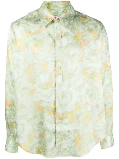 Martine Rose Floral Button-down Shirt In 그린