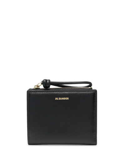 Jil Sander Small Bi-fold Leather Purse In Black