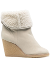 Isabel Marant Totam Shearling-trimmed Suede Ankle Boots In Neutrals