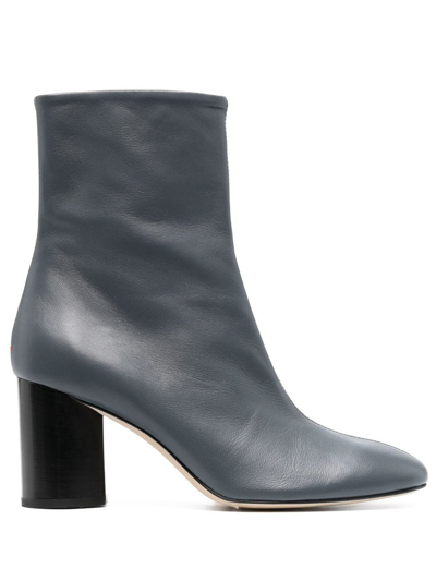 Aeyde Alena Leather Ankle Boots In Slate Grey