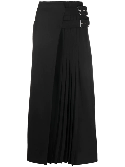 Alberta Ferretti Buckle-detail Pleated Skirt In Black