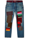 Junya Watanabe Patchwork-design Slim-cut Jeans In Blue