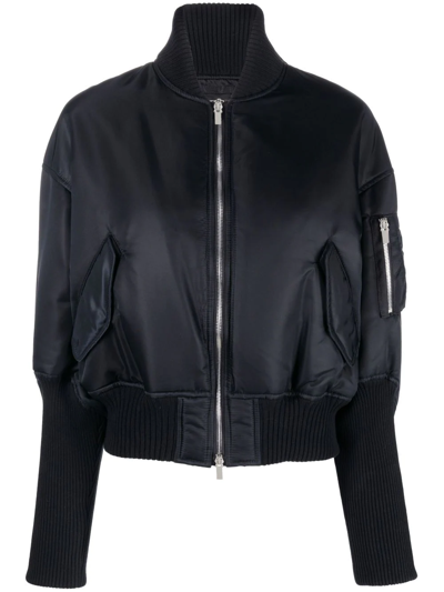 Comme Des Garçons Cropped Puff-sleeve Bomber Jacket In Black