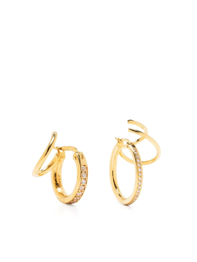 Panconesi Crystal-detail Hoops In Gold