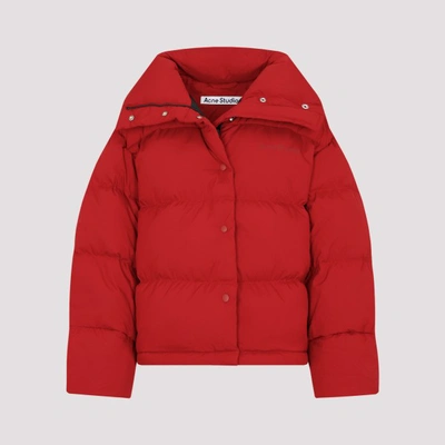 Acne Studios Logo-print Padded Down Jacket In Cherry Red