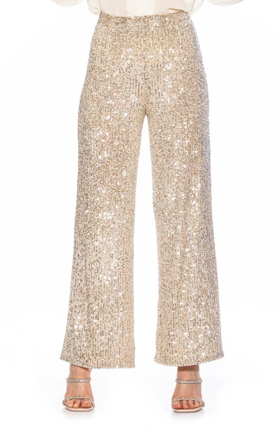 Alexia Admor Illy Wide Leg Sequin Pants In Silver