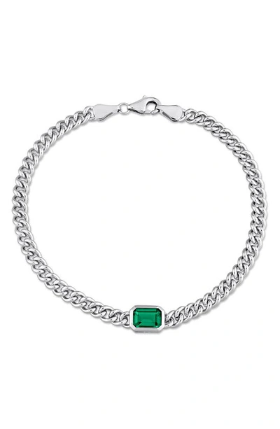Delmar Sterling Silver & Green Cubic Zirconia Bracelet