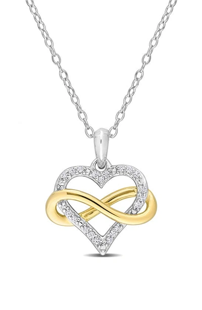 Delmar Sterling Silver & Cz Infinity Heart Pendant Necklace In Yellow