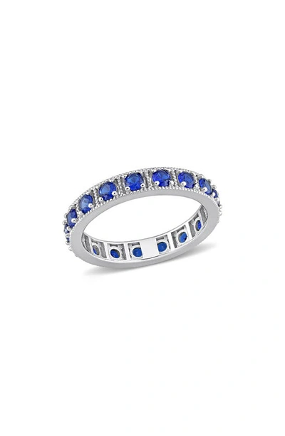 Delmar Polished Cubic Zirconia Band Ring In Blue