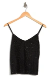 Steve Madden Stretch Sequin Camisole In Black Sequin