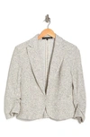 Amanda & Chelsea Three-quarter Sleeve Scrunch Bouclé Blazer In Ivory/ Black