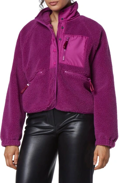 Marc New York Mixed Media Fleece Zip Jacket In Orchid