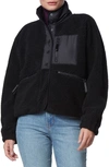 Marc New York Mixed Media Fleece Zip Jacket In Black