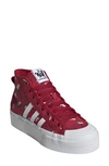 Adidas Originals Nizza Mid Platform High Top Sneaker In Red/ Ftwr White/ Core Black