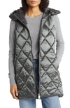 Sam Edelman Quilted Hooded Water Repellent Vest In Olive