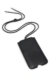 Allsaints Cybelle Leather Phone Holder On A Lanyard In Black
