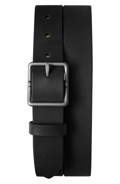 Shinola Center Bar Buckle Leather Belt In Black