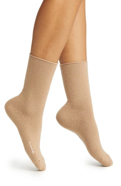 Vince Cashmere Jersey Crew Socks In Cam