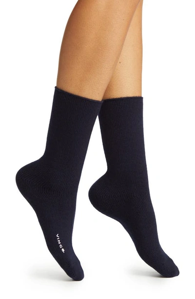 Vince Cashmere Jersey Crew Socks In Navy