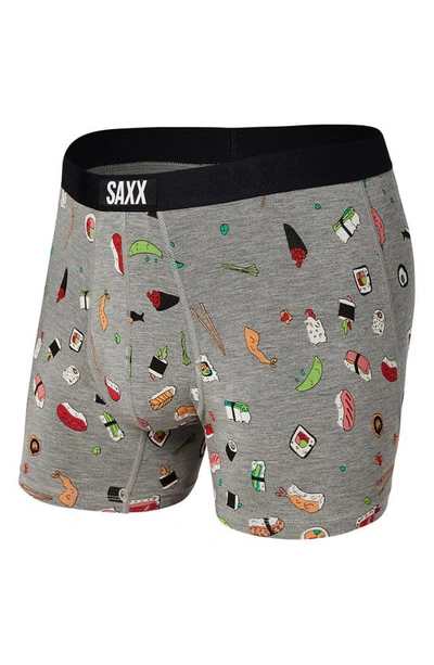Saxx Vibe Super Soft Slim Fit Boxer Briefs In Grey Sushi Doobie Doo