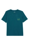 Vineyard Vines Kids' Glow Whale Graphic Pocket Tee In Deep Juniper